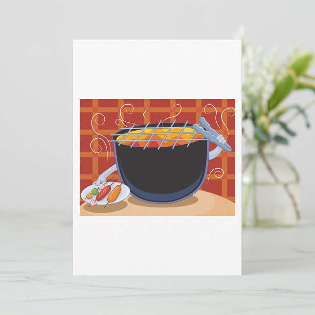 Funny Cartoon GRILLEN Grill mit Tongs und Skewers Einladung (Von Creator hochgeladen)