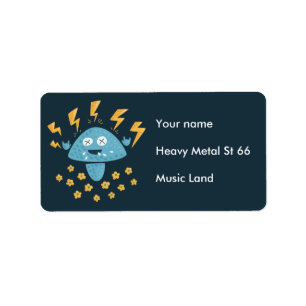 Funny Cartoon Heavy Metal Mushroom Adressaufkleber