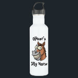 Funny Cartoon Horse Head with Big Smile Edelstahlflasche<br><div class="desc">This personalized kids' water bottle features a humorous cartoon brown horse's head with wide,  googly eyes and an enormous,  toothy grin.</div>
