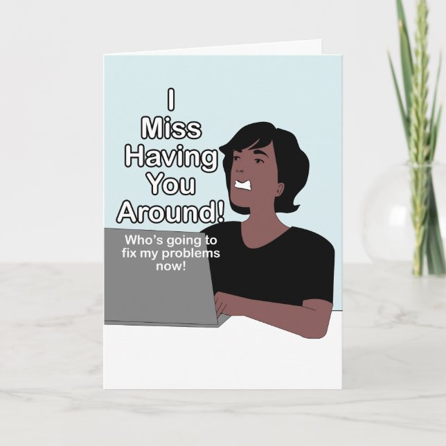 Funny Cartoon I Miss You Dankeskarte (Vorderseite)