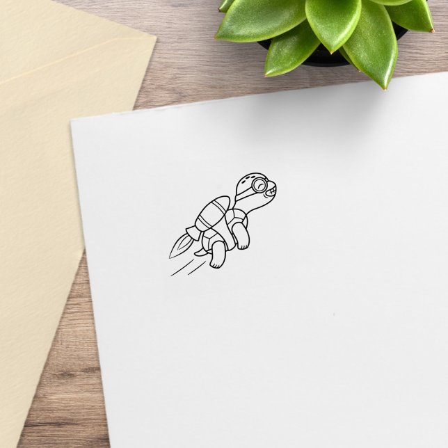Funny Cartoon Jetpack Turtle 2 Gummistempel (Von Creator hochgeladen)