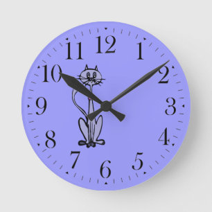 Funny Cartoon Katze Zeichnend Tierliebhaberuhr Runde Wanduhr