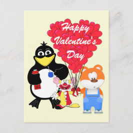 Funny Cartoon kids Valentines Feiertagspostkarte