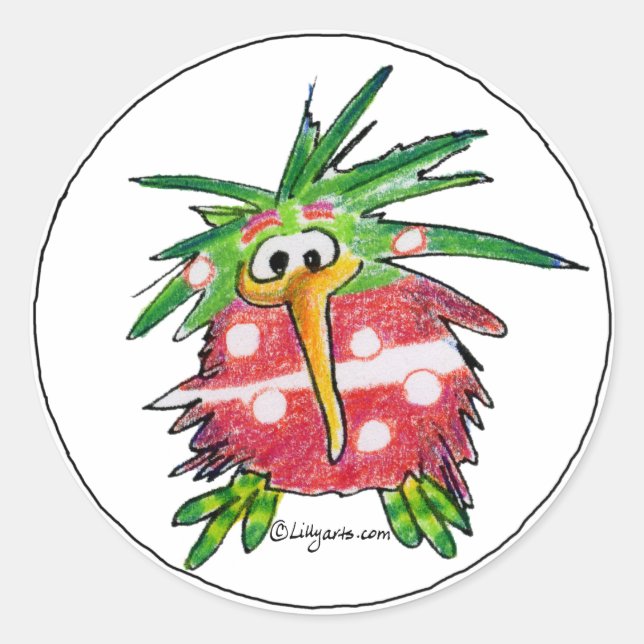 Funny Cartoon Kiwi Bird Round Sticker (Vorderseite)