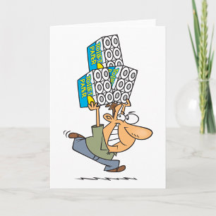 Funny Cartoon Man Panik kaufen Toilettenpapier Karte