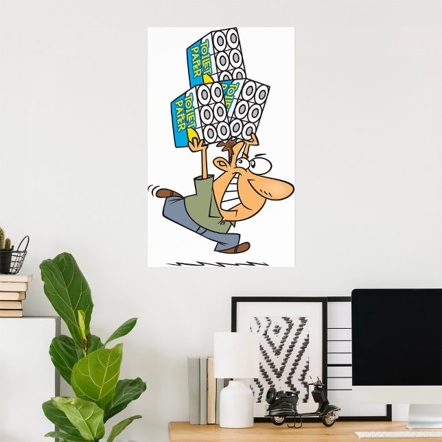 Funny Cartoon Man Panik kaufen Toilettenpapier Poster (Von Creator hochgeladen)