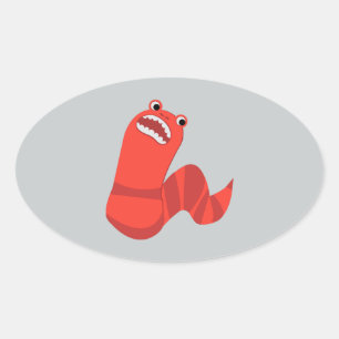 Funny Cartoon Mongolian Death Worm Ovaler Aufkleber