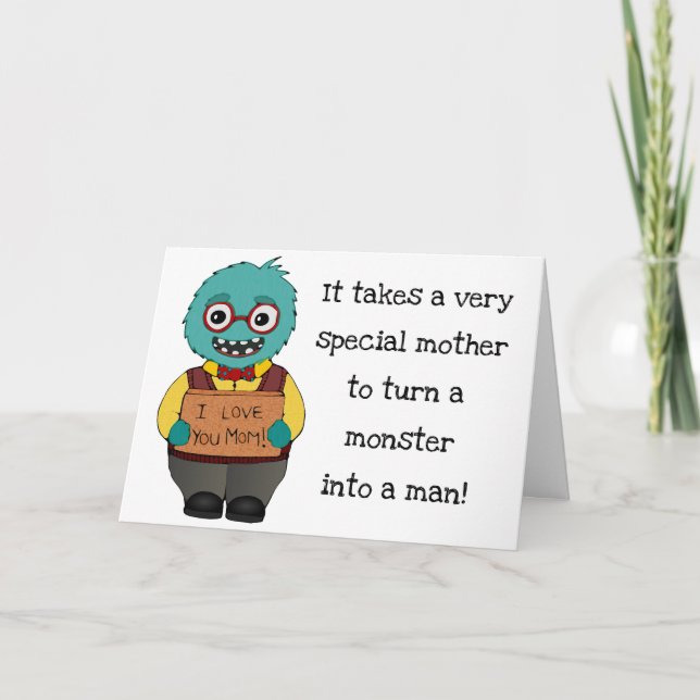 Funny Cartoon Monster Happy Mother's Day From Son Karte (Vorderseite)