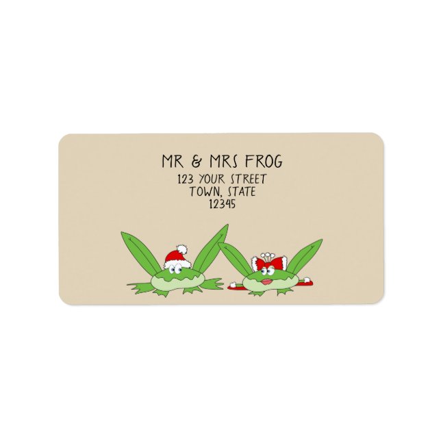 Funny Cartoon Niedlich Frosch Couple Modern Christ Adressaufkleber (Vorne)