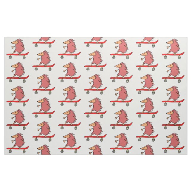 Funny Cartoon Niedlich Igel Skateboard Stoff (Fat Quarter (45,7 x 55,9 cm))