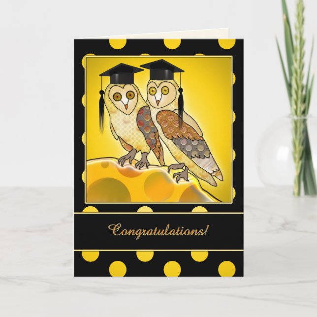Funny Cartoon Owl Abschluss Glückwunschkarte Karte (Vorderseite)