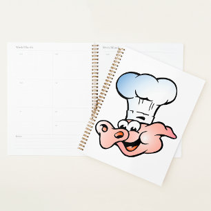 Funny Cartoon Pig Koch mit Hut Planer