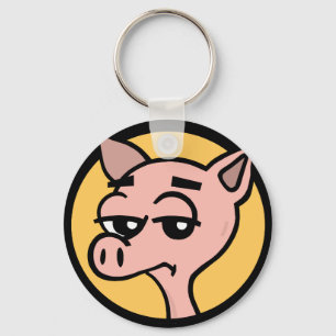 FUNNY CARTOON PIG ROUND KEY KETTE SCHLÜSSELANHÄNGER