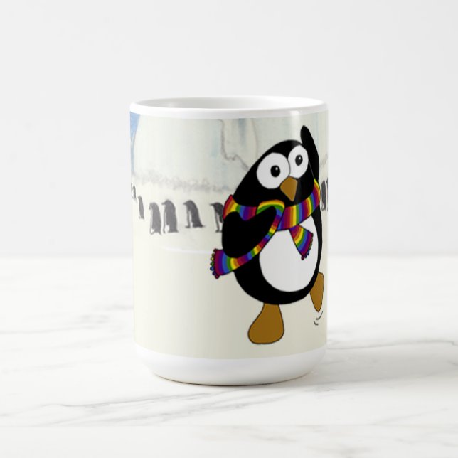 Funny Cartoon Pinguin tanzen. Kaffeetasse (Mittel)
