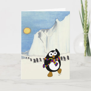 Funny Cartoon Pinguin tanzen. Karte