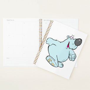 Funny Cartoon Polar Bär Niedlich Blauer Charakter Planer