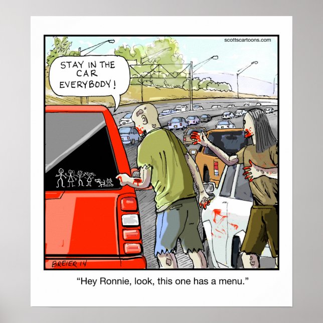 Funny Cartoon Poster - Zombie Minivan (Vorne)