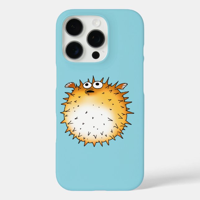 Funny Cartoon Puffer Fish Design iPhone 16 Pro Hülle (Rückseite)
