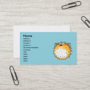 Funny Cartoon Puffer Fish Design Visitenkarte