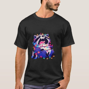 Funny Cartoon Raccoon Weihnachtsbaum Lichtkette G T-Shirt