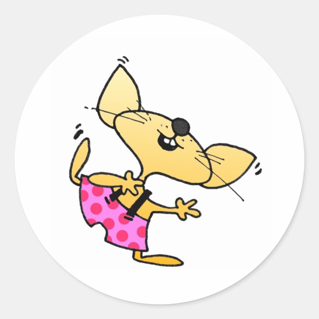 Funny Cartoon Rats Dance Runder Aufkleber (Vorderseite)
