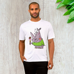 Funny Cartoon Rhino Eating Ice Süße Tier T-Shirt
