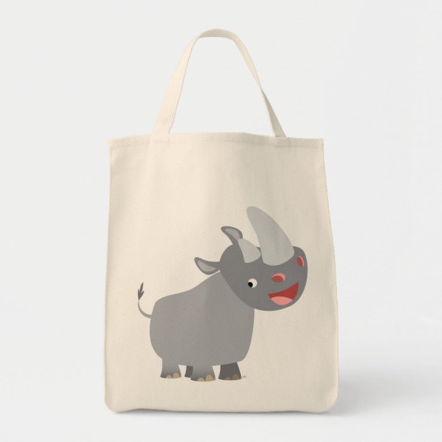 Funny Cartoon Rhino Grotto America Tragetasche (Vorne)