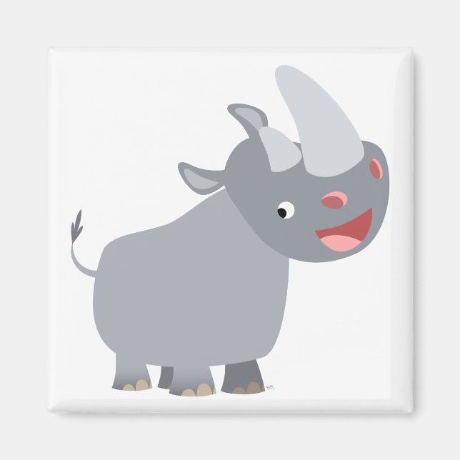 Funny Cartoon Rhino Magnet (Vorne)
