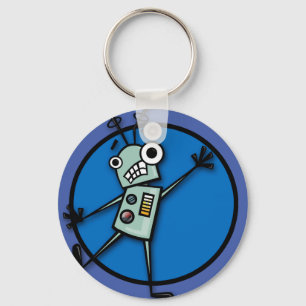 FUNNY CARTOON ROBOT ROUND KEHRKETTE SCHLÜSSELANHÄNGER