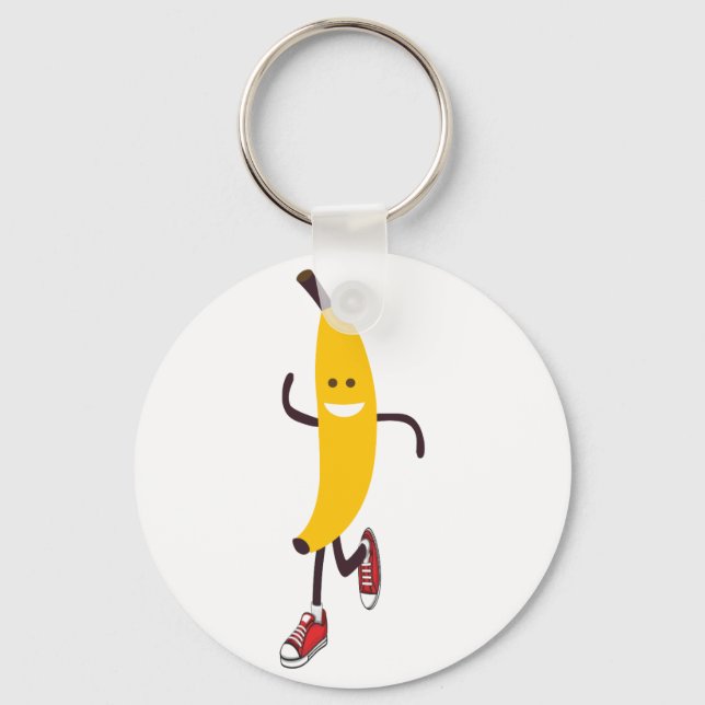 Funny Cartoon Running Banana Schlüsselanhänger (Vorderseite)