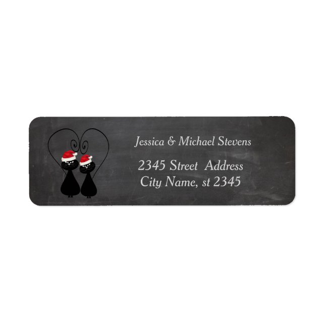 Funny Cartoon Santa Cat Pärchenchalkboard (Vorne)