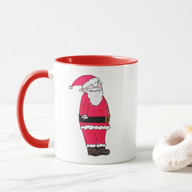 Funny Cartoon Santa Claus Tasse (Mit Donut)
