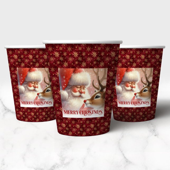 Funny Cartoon Santa Rudolph Holiday Paper Cups Pappbecher (Funny Cartoon Santa Rudolph Holiday Paper Cups)