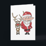 Funny Cartoon Santa und Rudolph Feiertagskarte<br><div class="desc">Ein humorvoller Cartoon Santa und Rudolph Sketch.</div>