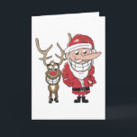 Funny Cartoon Santa und Rudolph Feiertagskarte<br><div class="desc">Ein humorvoller Cartoon Santa und Rudolph Sketch.</div>