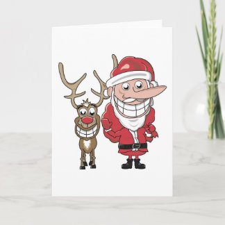 Funny Cartoon Santa und Rudolph Feiertagskarte
