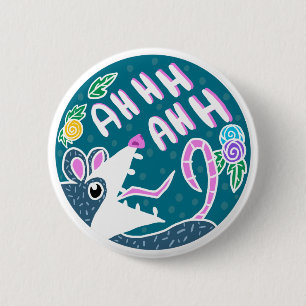 Funny Cartoon schreiend Possum Button