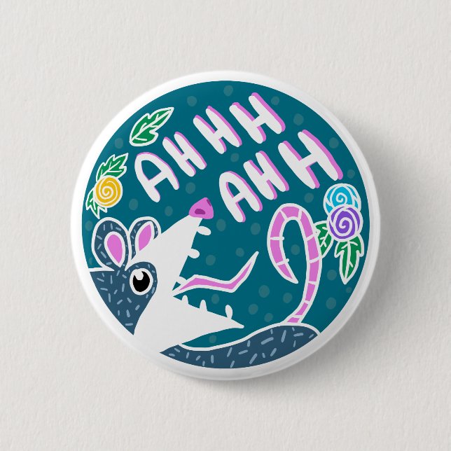 Funny Cartoon schreiend Possum Button (Vorderseite)