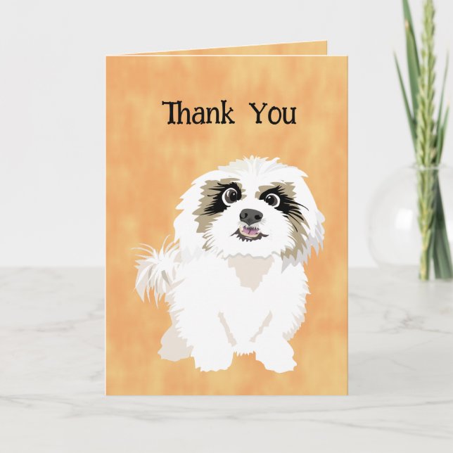 Funny Cartoon Shih Tzu Dog Pun Danke Karte (Vorderseite)