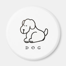 Funny Cartoon Sitting Dog Magnet