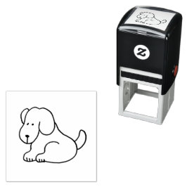 Funny Cartoon Sitting Dog  Permastempel