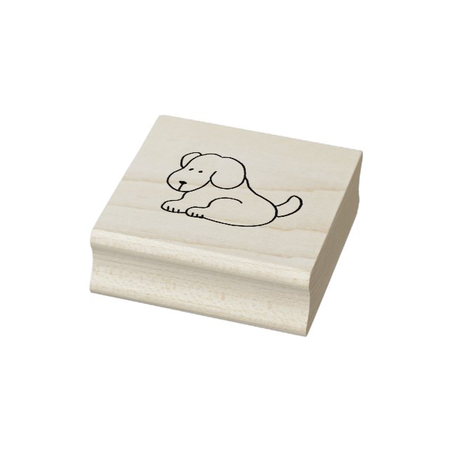 Funny Cartoon Sitting Dog Wood Art Stamp Gummistempel (Stempel)