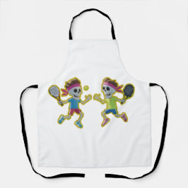 Funny Cartoon Skeletons Playing Padel Tennis – 3D  Schürze