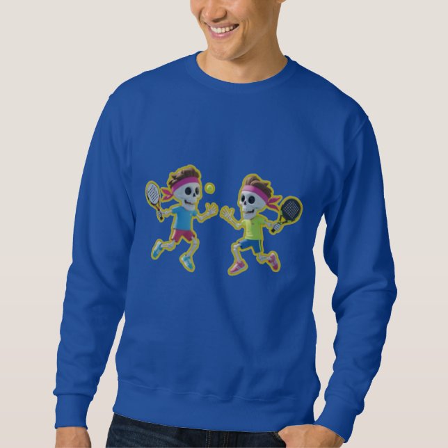 Funny Cartoon Skeletons Playing Padel Tennis – 3D  Sweatshirt (Vorderseite)