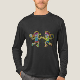 Funny Cartoon Skeletons Playing Padel Tennis – 3D  Tri-Blend Shirt