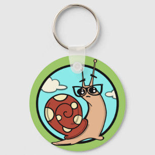 FUNNY CARTOON SNAIL GRAPHIC ROUND KEY KETTE SCHLÜSSELANHÄNGER