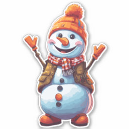 Funny Cartoon Snowman Aufkleber