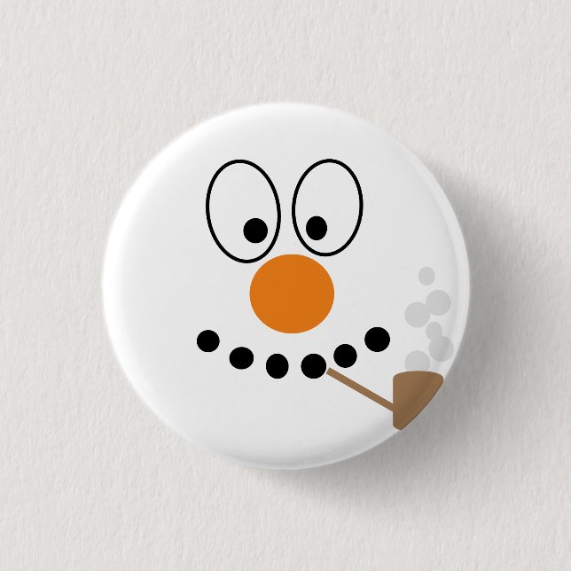 Funny Cartoon Snowman Face Weihnachten Button (Vorderseite)