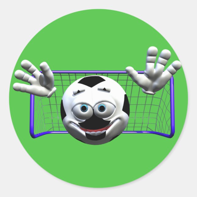 Funny Cartoon Soccer Ball Runder Aufkleber (Vorderseite)
