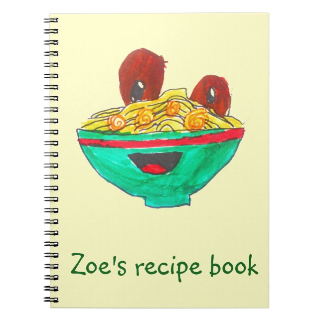 Funny Cartoon Spaghetti Kochbuch Kunst Notizblock (Vorderseite)